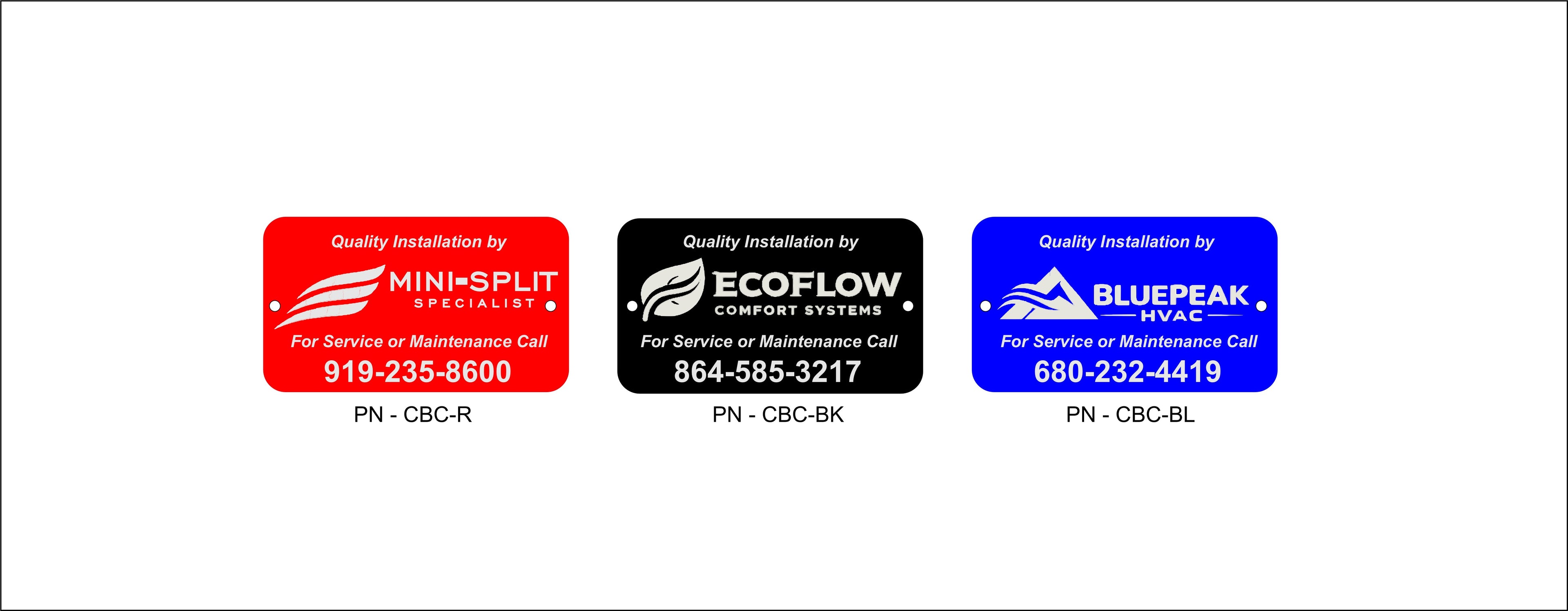 10 - Custom 3.5" X 2" - Aluminum Permanent Repeat Business Tags with Company information
